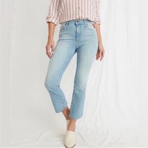 Marine Layer Vintage Straight Kick Flare Jeans Embroidered Light Wash Size 27